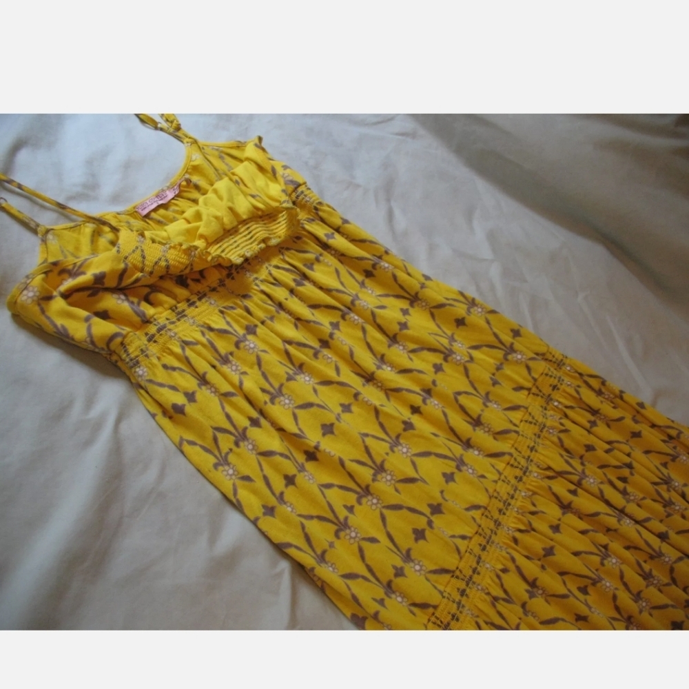 Juicy Couture 'Abigail' Maxi Dress SP Yellow Floral Print Beautiful & Ra… - Picture 4 of 7